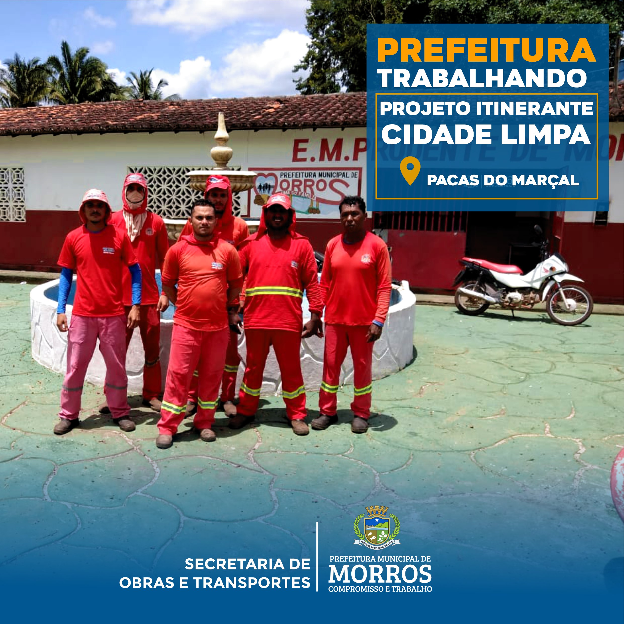 A Prefeitura Municipal de Morros, através da Secretaria de Educação e com apoio da Secretaria de Meio Ambiente, realizou esta semana mais uma ação do projeto itinerante Cidade Limpa.