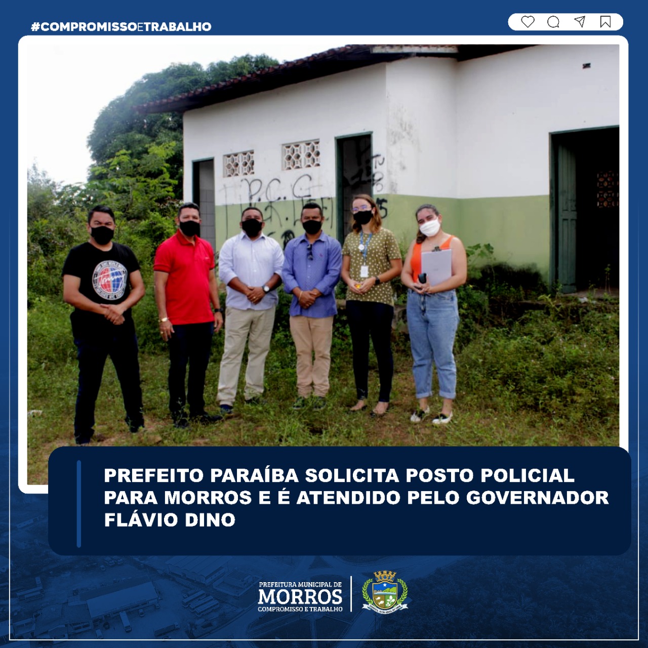 o prefeito de Morros, Milton Santos (Paraíba) ez uma solicitação para a instalação de um Posto da Polícia Militar ( uma espécie de ponto de apoio para a tropa especializada), para reforçar a segurança das cidades vizinhas e de todos aqueles que visitam a região turística.