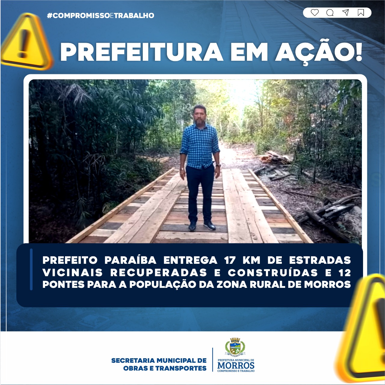 Prefeito Paraíba entrega 17km de Estradas Vicinais  Recuperadas e Construídas e 12 Pontes Para a População da Zona Rural em Morros